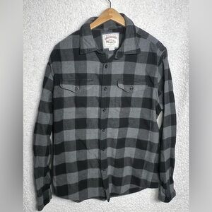 American Eagle Black and Grey Button Down Flannel Long Sleeve Shirt Men’s Large